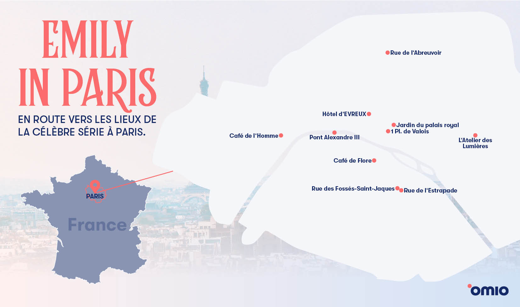 Grafik Itineraire en France-Emily in Paris
